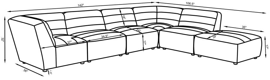 Atlas White 6 PC Sectional - Home Store Furniture