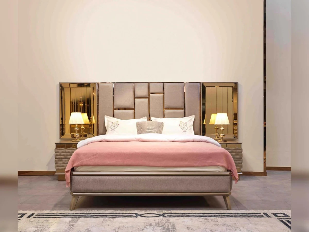 Elite Bedroom Set (Bed Frame With Headboard & Dresser & Mirror & 2 Nightstand)