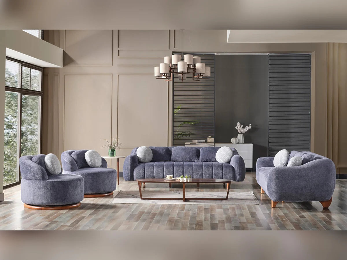 Snowy 3-pieces Sofa Set (Sofa + Loveseat + Swivel Chair)