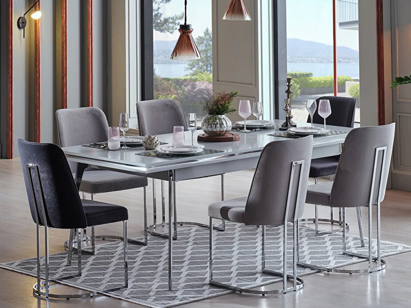 Loretto Dining Set (Table & 6 Chairs) - Home Store Furniture