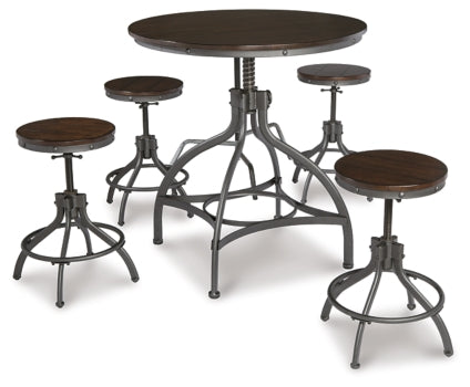 Odium Counter Height Dining Table and Bar Stools (Set of 5) - The Bargain Furniture