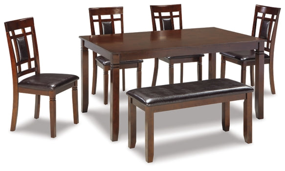 Bennox Dining Table and Chairs with Bench (Set of 6) - The Bargain Furniture